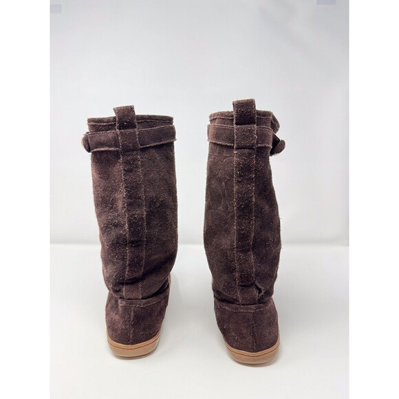 Coach Womens Boots Brown Maressa Suede Mid Calf Monogram Logo Buckle US 7.5 B - Picture 9 of 10